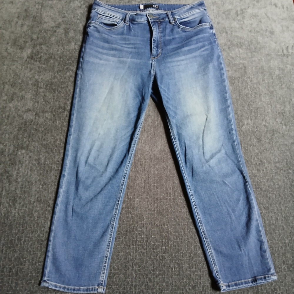 KUT from the Kloth Naomi Fab Ab Girlfriend Straight Leg Jeans Blue Size 10